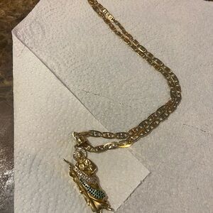Gold and Green Pendant Necklace